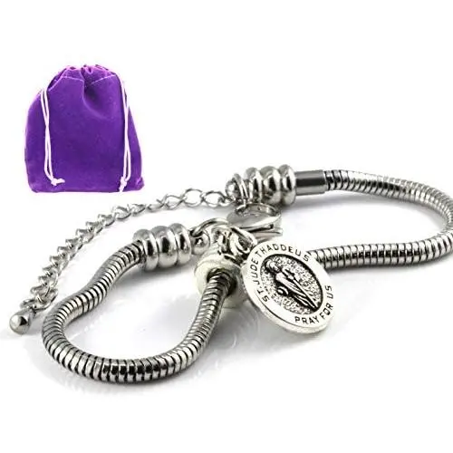 Saint Jude Bracelet | San Judas Tadeo St Jude Bracelet for Women Stainless Steel Snake Chain Charm Bracelet Perfect Saint Bracelets for Women and a Great Saint Jude Jewelry Piece Saint Jude Bracelet | San Judas Tadeo St Jude Bracelet for Women Stainless Steel Snake Chain Charm Bracelet Perfect Saint Bracelets for Women and a Great Saint Jude Jewelry Piece