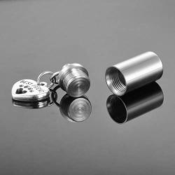 HooAMI Pet Paw Heart Charm & Cylinder Memorial Urn Necklace Stainless Steel Cremation Jewelry