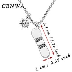 CENWA Snowboarder Gift 3D Snowboard and Snowflake Pendant Snowboarding Necklace Snowboarder Team Gift