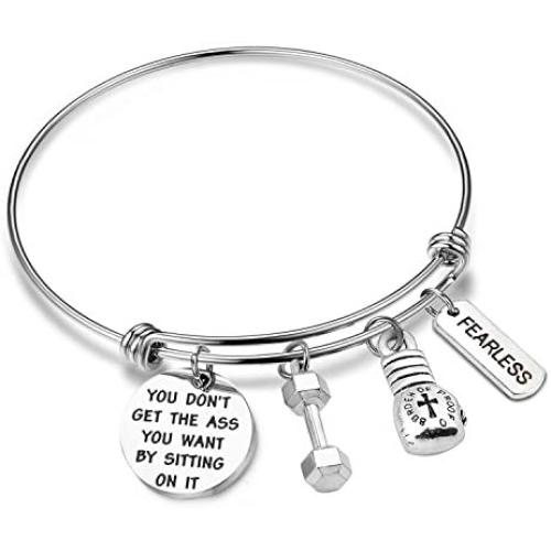SEIRAA Fitness Bracelet You Dont Get The Ass You Want by Sitting On It Bangle Workout Gift for Her