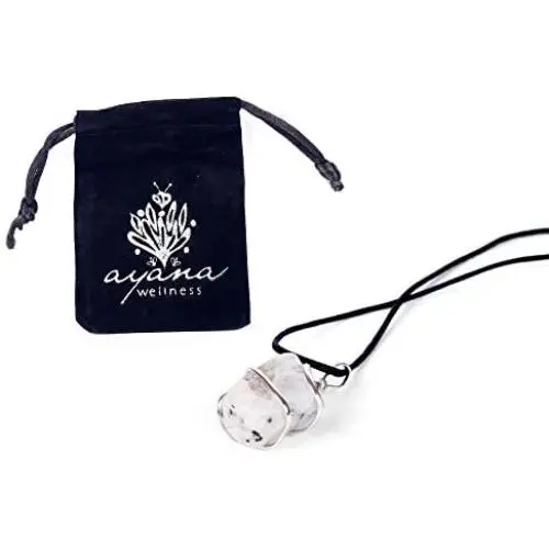 Raw Moonstone Crystal Pendant Necklace –For New Beginnings Happiness Good Luck Hope Abundance Fertility - Authentic Wrapped Stone on Adjustable Length Cord Real Gemstone Chakra Zodiac Healing Charm