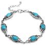 Silvershake 8x6mm Genuine Arizona American Turquoise 925 Sterling Silver Leaf Vintage Inspired 7 to 8.5 Inch Adjustable Bracelet Jewelry for Women