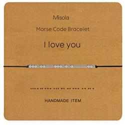 misola Morse Code Bracelet Adjustable Beads on Silk Cord Friendship Family Bracelet Gift for Her Women Best Friends Couples Teens Girl Funny Novelty Morris Jewelry