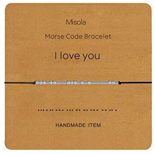 misola Morse Code Bracelet Adjustable Beads on Silk Cord Friendship Family Bracelet Gift for Her Women Best Friends Couples Teens Girl Funny Novelty Morris Jewelry