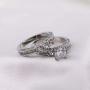 ringheart White Gold Filled Couple Rings Heart Cut Cz Womens Engagement Ring Sets Man Wedding Ring (Please Buy 2 Rings for 1 Pair)