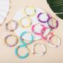 6Pairs Beaded Hoop Earrings Rainbow Vinyl Disc Beads Open Circle Earring Studs Bohemian African Colorful Stud Surfer Jewelry Friendship Gifts For Women Girls Summer Beach Vacation Party