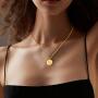 Initial Necklaces Gifts for Women Girls : 14k Gold Plated Round Disc Letter Pendant Paperclip Chain Personalized Name Teens Kids Birthday Jewelry