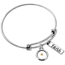 Uloveido Christian Bracelet Faith Bracelet Mustard Seed Faith Adjustable Bangle Religious Jewelry Gifts for Men and Women 2.5 inch