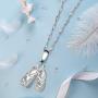 GemsChest 925 Sterling Silver Childrens Ballerina Necklace Jewelry Cubic Zirconia Ballet Slippers Shoes Necklace for Teen & Dancer 18''