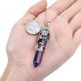 CrystalTears Silver Flower Wrapped Natural Crystal Stone Necklace Hexagonal Crystal Point Gemstone Pendant Necklace Jewelry for Women Girls