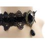 ETERNITY J. Retro Handmade Craft Lace Royal Court Vampire Choker Gothic Necklace Bracelet Black Pendant Chain