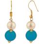 Efulgenz Indian 14 K Gold Plated Blue Faux Pearl Beads Strand Neckalce Earrings Set Fashion Costume Jewelry