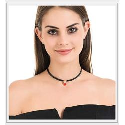Konpicca Black Leather Punk Choker Premium Black Vegan Leather Choker and Collar Necklace with Elegant Pendant