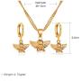 HUJUON Gold Angel Baby Necklace Hoop Earring Set for Women.Cherub Angel Wing Guardian Dangle Earring Pendant Necklace