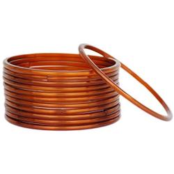 JDZ COLLECTION Ethnic Fashion Jewelry Daily Wear Indian Designer Glass Plain Bangle Set For Girls & Women Churi Bracelet Traditional Bollywood Bangles Set Of 12 (Brown 2.8)