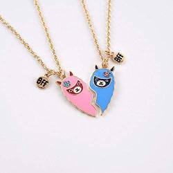 HANRESHE BFF Necklace Best Friends Sister Friendship Unicorn Heart Pendant Couple Necklace Cartoon Jewelry Christmas Birthday Gift