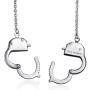 Biker Jewelry Handcuff Statement Necklace Working Lock Partners in Crime Stainless Steel Pendant for Women for Men 22 Inch