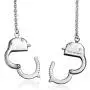 Biker Jewelry Handcuff Statement Necklace Working Lock Partners in Crime Stainless Steel Pendant for Women for Men 22 Inch