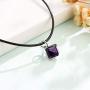 Cat Eye Jewels Swarovski Elements Crystal Black Leather Choker Square Cube Pendant Necklace for Women Girls
