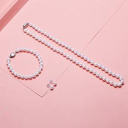 CICILIYA White Freshwater Cultured Pearl Necklace Set Includes Bracelet and Stud Earrings Jewelry for Women