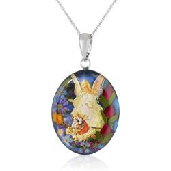 Sterling Silver Pressed Flower Guardian Angel or Our Lady of Guadalupe Pendant