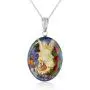 Sterling Silver Pressed Flower Guardian Angel or Our Lady of Guadalupe Pendant