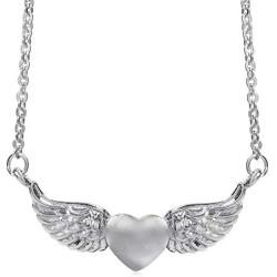 Silvershake 925 Sterling Silver Love Heart Angel Wing Pendant with 16 to 18 Inch Chain Necklace