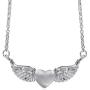 Silvershake 925 Sterling Silver Love Heart Angel Wing Pendant with 16 to 18 Inch Chain Necklace