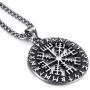 Elfasio Mens Stainless Steel Necklace Chain Viking Valknut Pirate Compass Symbol Pendant Jewelry 18-30inch