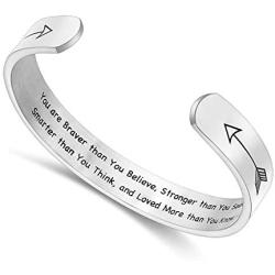 Bracelets for Women Inspirational Gifts for Christmas gift Motivational Birthday Cuff Bangle Friendship Personalized Mantra Jewelry Come Gift Box