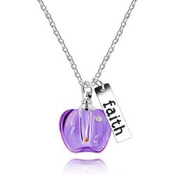 Stainless Steel Faith Pendant Necklace with Mustard Seed in Apple Shape Openable Bottle Case Charms Christian Necklaces Y786