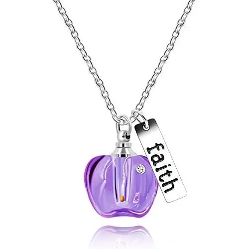 Stainless Steel Faith Pendant Necklace with Mustard Seed in Apple Shape Openable Bottle Case Charms Christian Necklaces Y786 Stainless Steel Faith Pendant Necklace with Mustard Seed in Apple Shape Openable Bottle Case Charms Christian Necklaces Y786