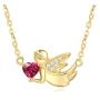 Agvana 14K Solid Gold Natural Garnet Necklace Angel Wings Heart Dainty Pendant Necklaces Fine Jewelry Anniversary Birthday Gifts for Women Girls Wife Mom Grandma Daughter Her Yourself, 16+2 Inch