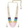 Efulgenz Pink Floral Faux Pearl Beads Strand Necklace Earrings Fashion Costume Jewelry Set for Women Girls (Multicolor)