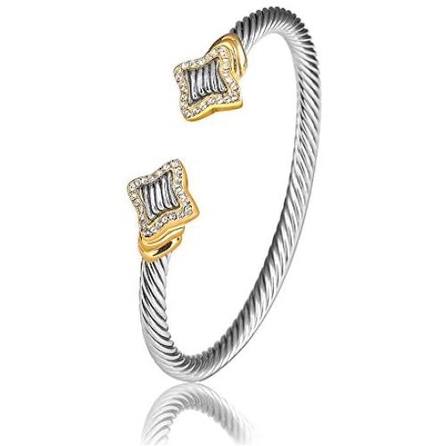 UNY Jewelry European and American Fashion Antique Cables Rhodium 2 Tone Plated Bracelet Unique Vintage