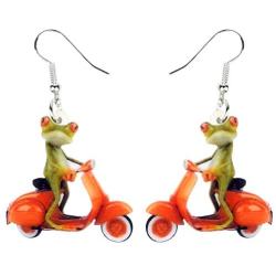 DUOWEI Acrylic Charms Frog Drop Earrings Fancy Cartoon Dangle Jewelry Novelty Party Gifts for Women Lover Teens Kids