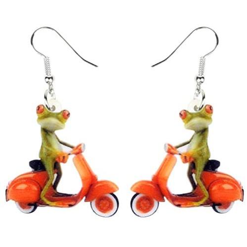 DUOWEI Acrylic Charms Frog Drop Earrings Fancy Cartoon Dangle Jewelry Novelty Party Gifts for Women Lover Teens Kids