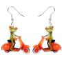 DUOWEI Acrylic Charms Frog Drop Earrings Fancy Cartoon Dangle Jewelry Novelty Party Gifts for Women Lover Teens Kids