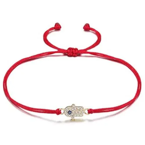 JINBAOYING Hamsa Evil Eye Bracelet with Cubic Zirconia String Kabbalah Adjustable Bracelet Handmade Charm Bracelets for Women Men JINBAOYING Hamsa Evil Eye Bracelet with Cubic Zirconia String Kabbalah Adjustable Bracelet Handmade Charm Bracelets for Women Men