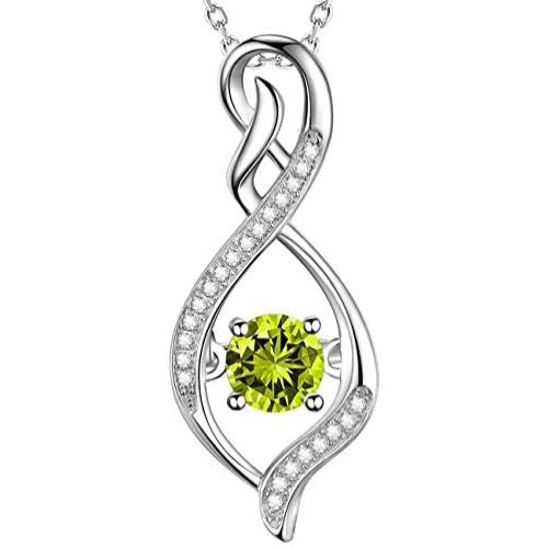 Sterling Silver Forever Love Infinity Necklace for Mom Wife Birthday Gifts Ruby Peridot Blue Sapphire Pink Tourmaline Citrine Jewelry for Her