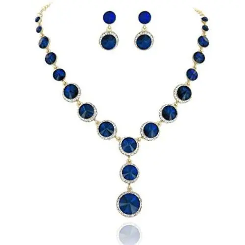 SP Sophia Collection Elegant Womens Round Austrian Crystal Rhinestone Drop Necklace and Stud Post Dangle Earrings Jewelry Set SP Sophia Collection Elegant Womens Round Austrian Crystal Rhinestone Drop Necklace and Stud Post Dangle Earrings Jewelry Set