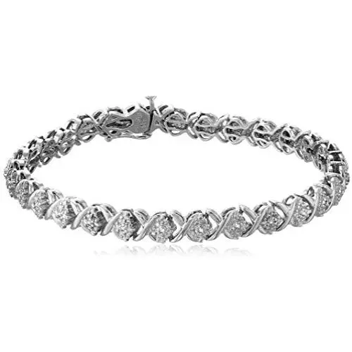 Diamond ''X'' Bracelet (1/10 cttw, I-J Color, I2-I3 Clarity), 7.25'' Diamond ''X'' Bracelet (1/10 cttw, I-J Color, I2-I3 Clarity), 7.25''