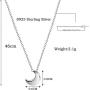 Wanderer Moon Pendant Necklace, High Polished Gold Silver Crescent Star-shaped Short Necklace Chain Jewellery for Women and Girls