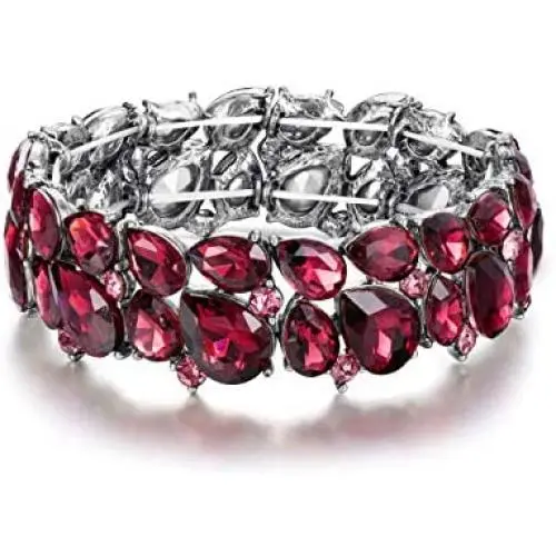 EVER FAITH Womens Wedding Party Jewelry Austrian Crystal 2 Layer Teardrop Stretch Bracelet for Her EVER FAITH Womens Wedding Party Jewelry Austrian Crystal 2 Layer Teardrop Stretch Bracelet for Her
