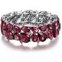 EVER FAITH Womens Wedding Party Jewelry Austrian Crystal 2 Layer Teardrop Stretch Bracelet for Her