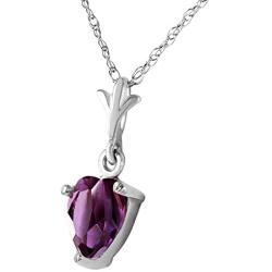 Galaxy Gold 14k 20'' Solid White Gold Heart-shaped Natural 1.15 Carat Purple Amethyst Pendant Necklace