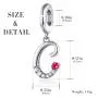 FOREVER QUEEN 925 Sterling Silver A-Z Letter Initial Dangle Beads Charm Red Zircon Alphabet Pendants for Snake Chain Bracelets Necklace Gift Jewelry for Mother