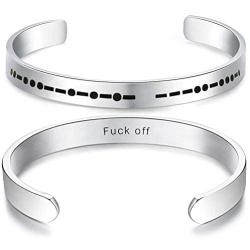 ALoveSoul Morse Code Secret Message Bracelet Stainless Steel Cuff Creative Jewelry Gift