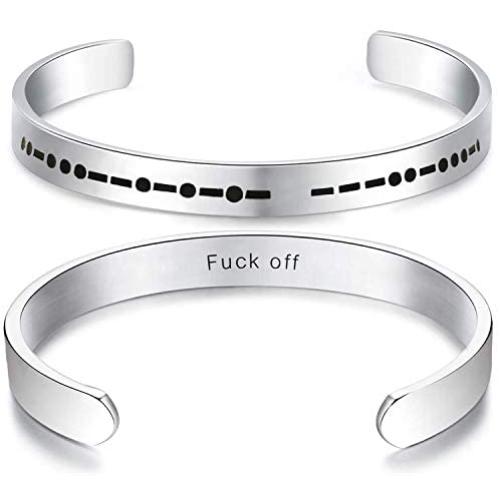 ALoveSoul Morse Code Secret Message Bracelet Stainless Steel Cuff Creative Jewelry Gift