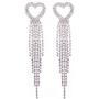 Mlouye Love Heart Long Statement Tassel Earrings Crystal